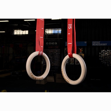 Купить Кольца гимнастические 32 мм красные стропы в Окуловке 