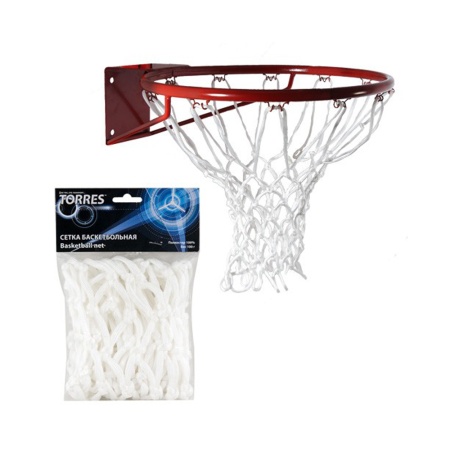 Купить Сетка баскетбольная Torres, нить 6 мм, белая в Окуловке 